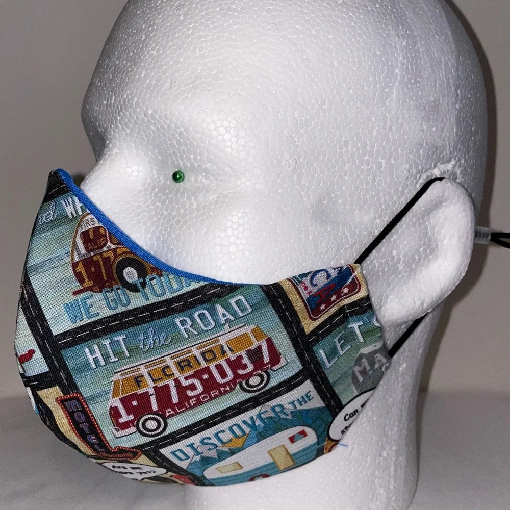 2 Adult Face Masks- Road Trip
